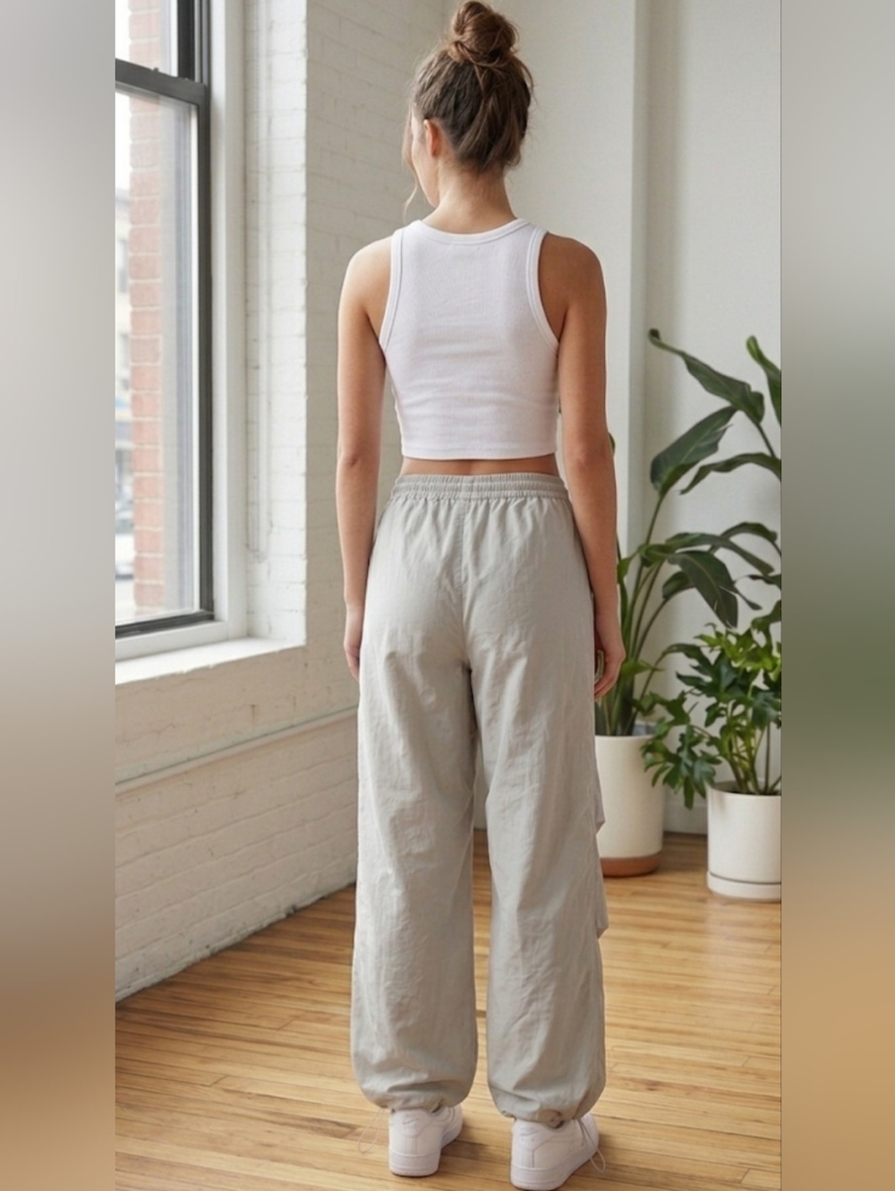 Zara Light Gray Parachute Cargo Pants Size S - Picture 6 of 13